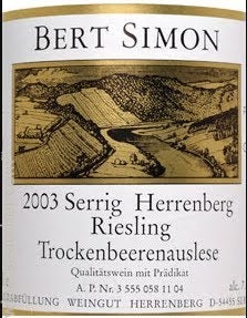 2003 Bert Simon Serrig Herrenberg TBA 375 Riesling