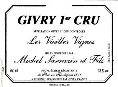 2023 Michel Sarrazin Givry 1er Cru Vieilles Vignes